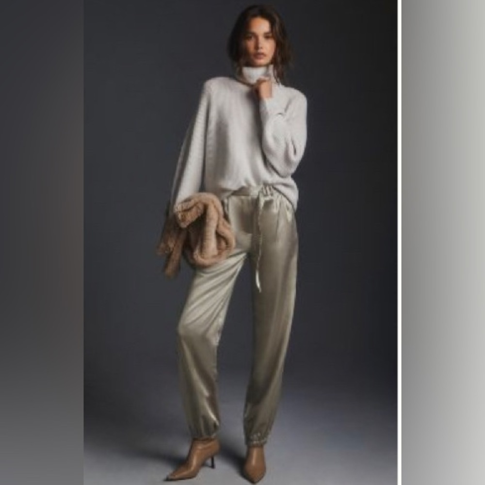 Anthropologie Silver Taupe Track Pants